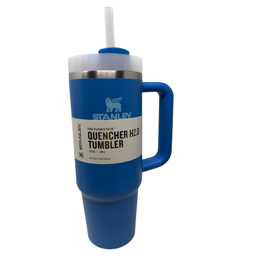 Stanley Quencher H2.0 Tumbler 30oz FlowState Lid Azure Blue Travel Mug Handle